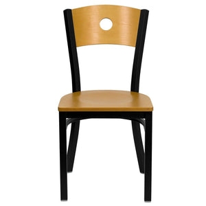 Black Circle Back Metal Restaurant Chair - 16.25"W x 21.5"D x 32.75"H