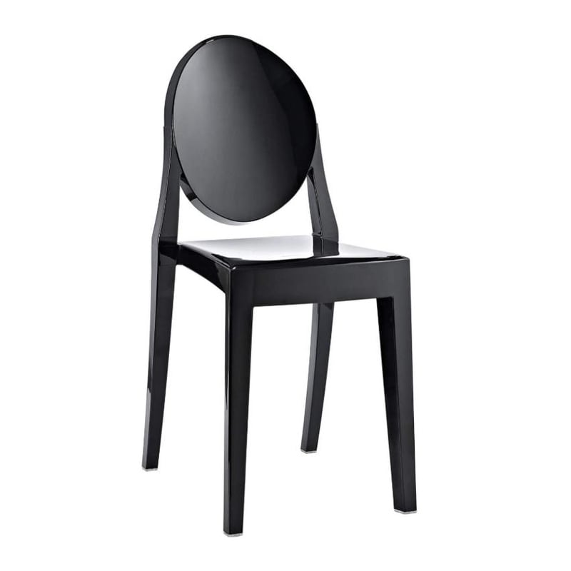 Black Ghost Armless Chair - H35.5x W15.5x D19.5
