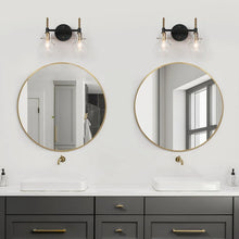 Isha Modern Black Gold 2-Light Bathroom Vanity Light Fixture Glass Wall Sconces - 12.5" L x 6.5" W x 10.5" H