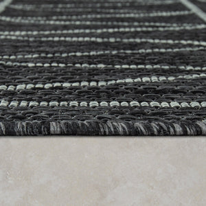 Black Grey Outdoor Rug Modern Ethnic pattern