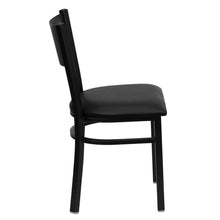 Grid Back Metal Restaurant Chair - 17.25"W x 20"D x 33.25"H - black vinyl seat/black metal frame