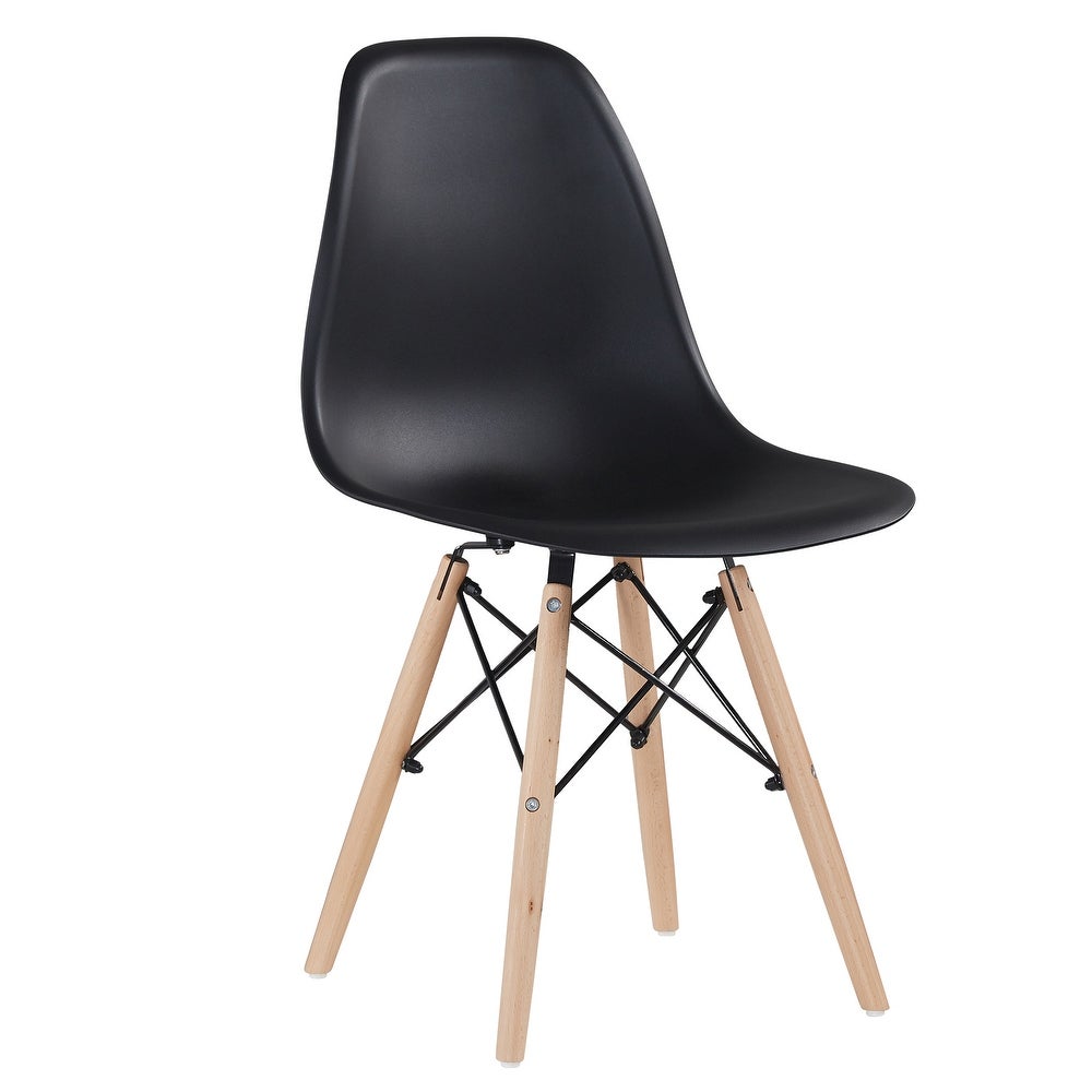 Black Simple Fashion Leisure Plastic Chair Dining Chairs Environmental Protection Material Thickened Solid Wood Leg Set of 1