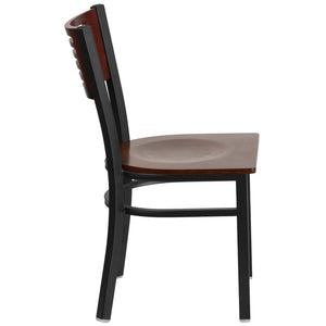 Decorative Slat Back Metal Restaurant Chair - 17"W x 21"D x 32"H