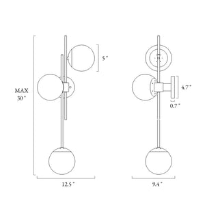 Bola Mid-Century Modern 3-Light Globe Glass Gold Bathroom Vanity lights - L30.5" x W8" x H12.2"