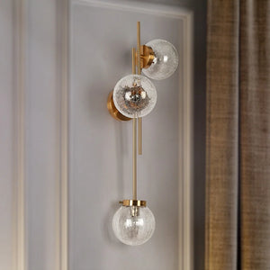 Bola Mid-Century Modern 3-Light Globe Glass Gold Bathroom Vanity lights - L30.5" x W8" x H12.2"