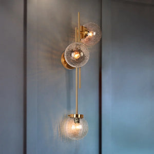 Bola Mid-Century Modern 3-Light Globe Glass Gold Bathroom Vanity lights - L30.5" x W8" x H12.2"