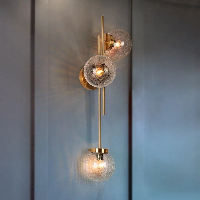 Bola Mid-Century Modern 3-Light Globe Glass Gold Bathroom Vanity lights - L30.5