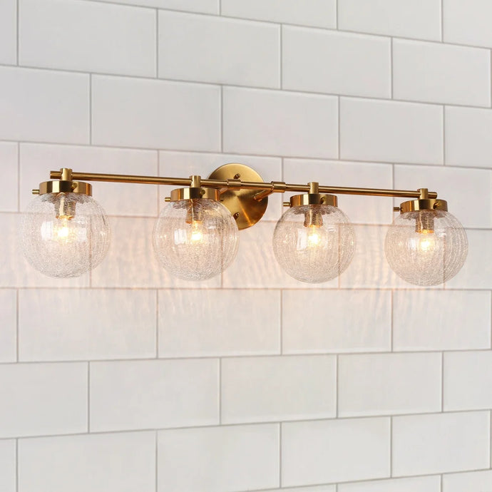 Bola Modern Gold Linear Globe Glass Bathroom Vanity Light for Powder Room