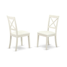 Linen White Finish Boston X- back Chair with Faux Leather Seat (Set of 2) - BOC-WHI-LC