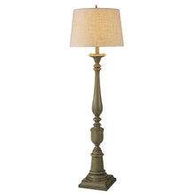 Bourgault - Antique French Farmhouse Floor Lamp - Olive Green Finish - Heather Oatmeal Empire Shade