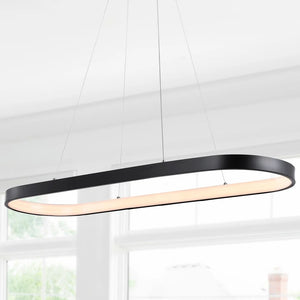 Brice 38.75" Modern Bohemian Iron Linear Integrated LED Pendant, Black by JONATHAN Y - 1 Light