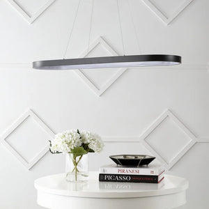 Brice 38.75" Modern Bohemian Iron Linear Integrated LED Pendant, Black by JONATHAN Y - 1 Light