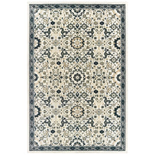 Anetsi Textured Traditional Ivory and Navy Soft Area Rug