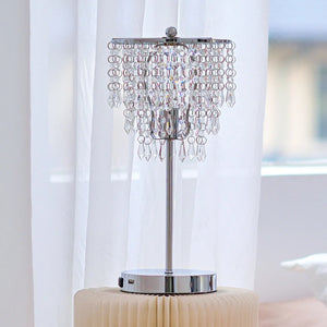 CO-Z 18-Inch Touch Control Crystal Table Lamp with USB Port