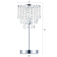 CO-Z 18-Inch Touch Control Crystal Table Lamp with USB Port