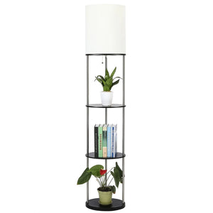 CO-Z 63-inch Modern Etagere Floor Lamp with 3 Wood Storage Shelves