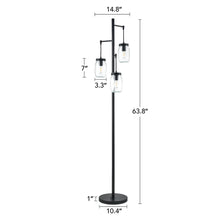 CO-Z 64-Inch Farmhouse Tree Floor Lamp with 3 Mason Jar Glass Shades - Black