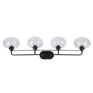 Cameron 4-Light Black Bath Light with Clear Glass