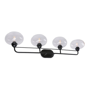 Cameron 4-Light Black Bath Light with Clear Glass