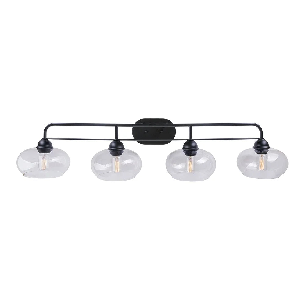 Cameron 4-Light Black Bath Light with Clear Glass