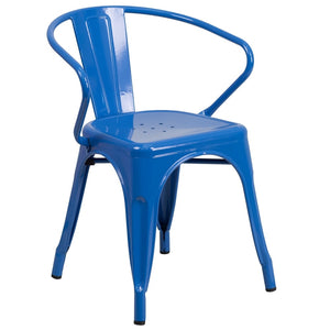Metal Indoor-Outdoor Chair with Arms - 21.5"W x 19"D x 27.75"H
