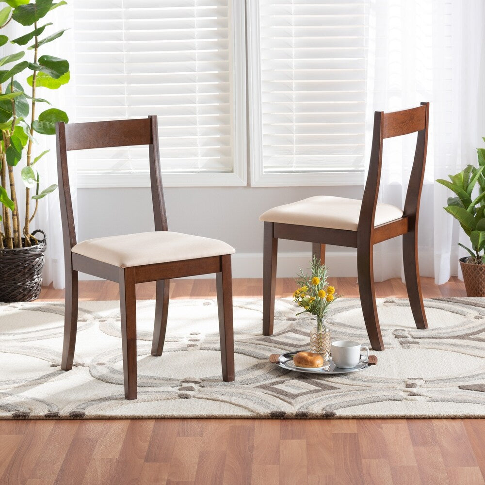 Carola Mid-Century Modern Dark Brown Finished Wood 2-Piece Dining Chair Set