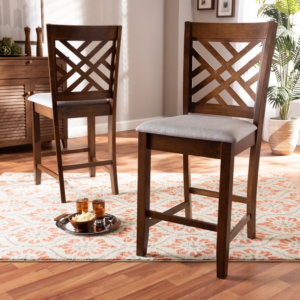 Caron Modern and Contemporary Upholstered 2-Piece Wood Pub Chair Set