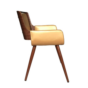 Carson Carrington Kjerringvag Leisure Dining Chair, PU Leather, Metal Legs with Wood Finish