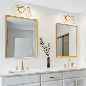 Carson Carrington Modern Gold 2-Light Bathroom Vanity Lights Clear Glass Wall Sconces - L14"xW4.5"xH8"