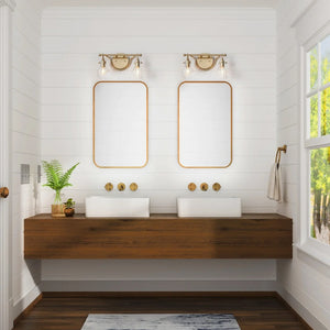 Carson Carrington Modern Gold 2-Light Bathroom Vanity Lights Clear Glass Wall Sconces - L14"xW4.5"xH8"