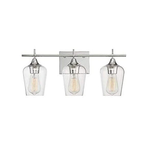 Chrome Vanity Wall Sconce, 3-Light Silver Fixture with Glass Shades