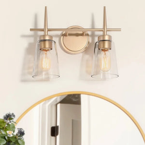 Ciare Modern Wall Sconces Rose Gold Bathroom Vanity Light with Clear Glass Shade - Rose Gold - L 13"x W 6"x H 11"