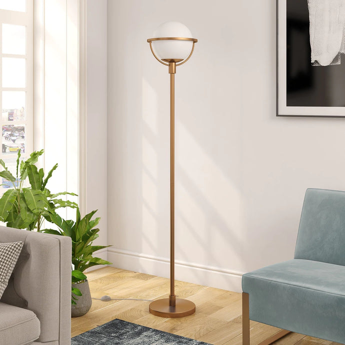 Cieonna Brass Globe and Stem Floor Lamp