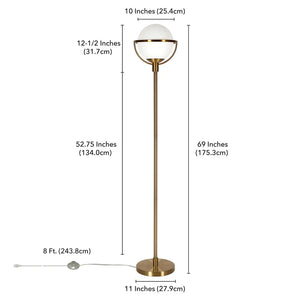 Cieonna Brass Globe and Stem Floor Lamp