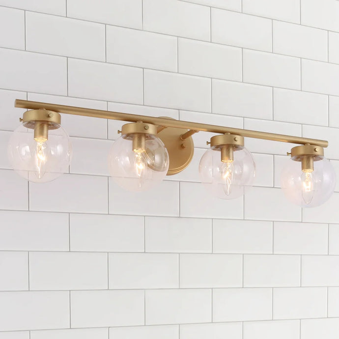 Cionar Mid-century Modern Gold Bathroom Vanity Light Globe Wall Sconce with Clear Glass Shades