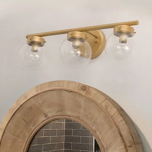 Cionar Mid-century Modern Gold Bathroom Vanity Light Globe Wall Sconce with Clear Glass Shades