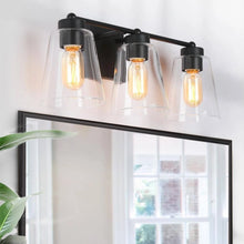 Cionar Modern Farmhouse Black 4/3-light Bathroom Vanity Lights Cylinder Glass Wall Sconces