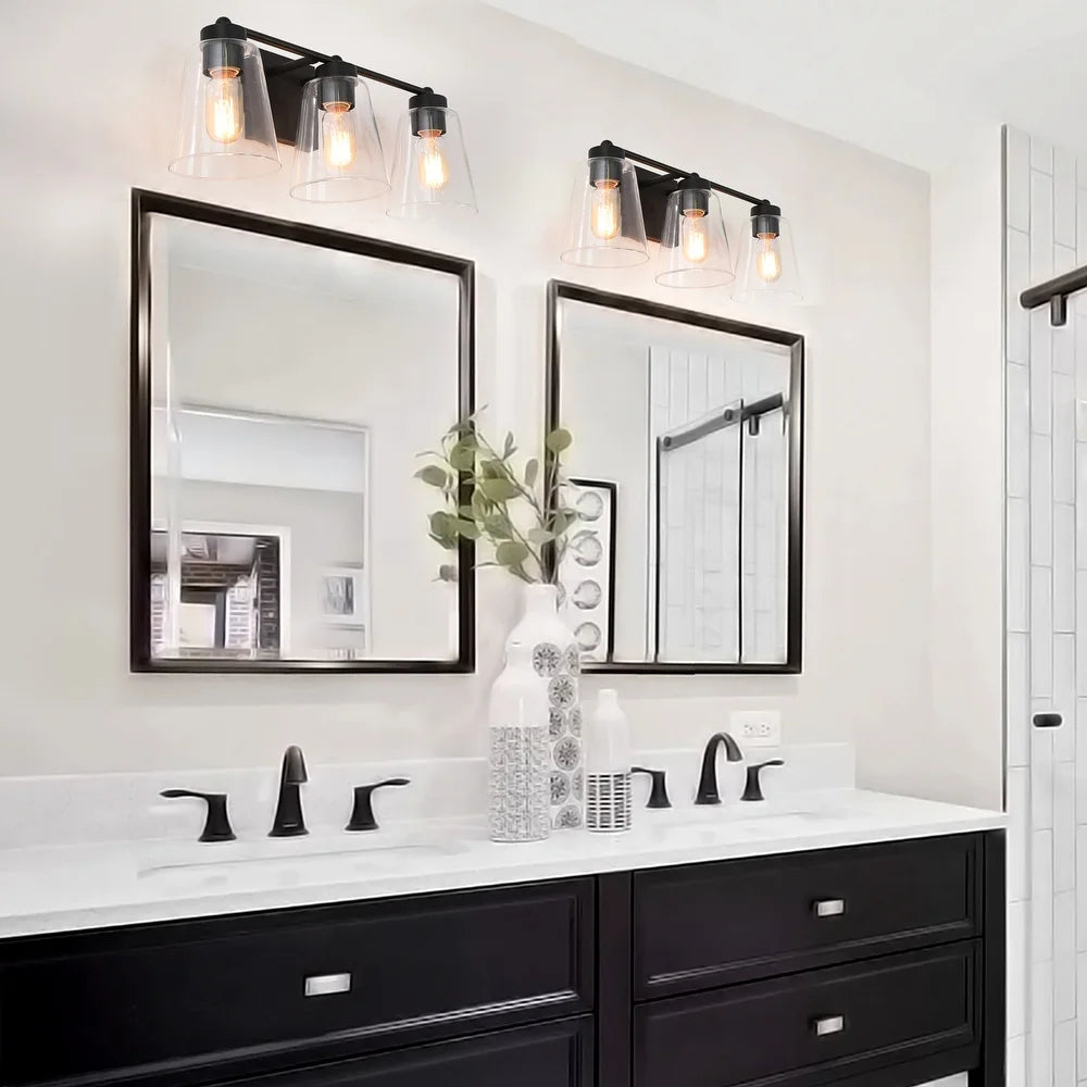 Cionar Modern Farmhouse Black 4/3-light Bathroom Vanity Lights