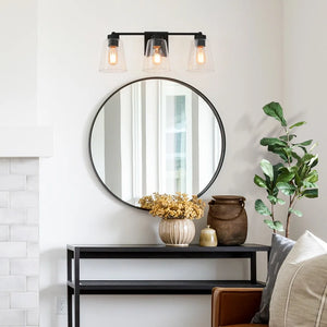 Cionar Modern Farmhouse Black 4/3-light Bathroom Vanity Lights Cylinder Glass Wall Sconces