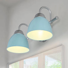 Coastal Blue Bathroom Vanity Light with Arm Wall Sconces Metal Shade for Powder Room - 2-light Blue