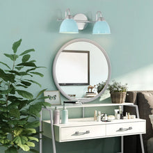 Coastal Blue Bathroom Vanity Light with Arm Wall Sconces Metal Shade for Powder Room - 2-light Blue