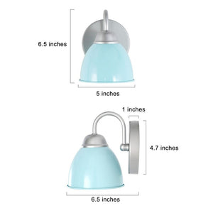 Coastal Blue Bathroom Vanity Light with Arm Wall Sconces Metal Shade for Powder Room - 2-light Blue