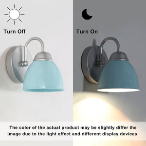 Coastal Blue Bathroom Vanity Light with Arm Wall Sconces Metal Shade for Powder Room - 2-light Blue