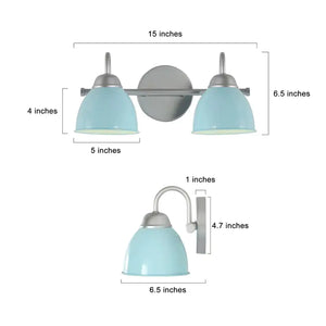 Coastal Blue Bathroom Vanity Light with Arm Wall Sconces Metal Shade for Powder Room - 2-light Blue