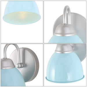 Coastal Blue Bathroom Vanity Light with Arm Wall Sconces Metal Shade for Powder Room - 2-light Blue