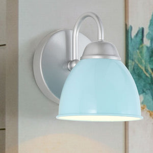 Coastal Blue Bathroom Vanity Light with Arm Wall Sconces Metal Shade for Powder Room - 2-light Blue