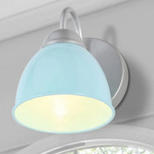 Coastal Blue Bathroom Vanity Light with Arm Wall Sconces Metal Shade for Powder Room - 2-light Blue