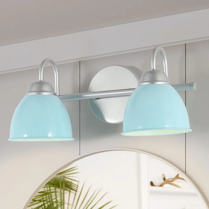 Strecy Coastal Modern Bathroom Vanity Light Blue Metal Shade for Powder Room