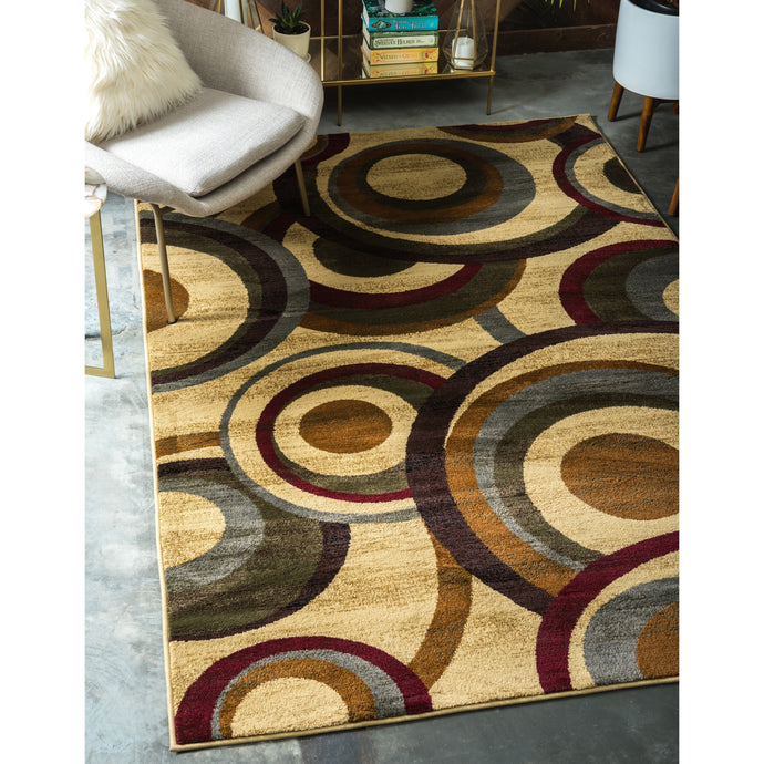 Contemporary Beige Burgundy Multi-color Area Rugs