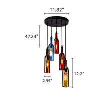 Colored Glass Beer Bottle Chandelier Island Light Pendant - 5-Heads - Rectangle Canopy